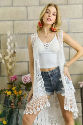 Crochet Lace Sleeveless Vest Cardigan Adora WHITE S/M