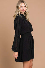 Swiss Dot Smock Neck Mini Dress with Pockets Culture Code