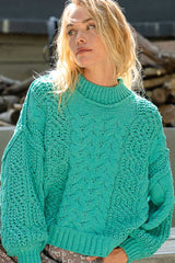 Mock Neck Cable Knit Sweater POL