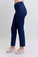 High Waist Work Wear Knee Patch Straight Jeans With Plus Size Judy Blue