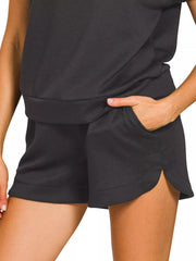 Scuba High Neck Half Zip Top and Dolphin Shorts Set ZENANA