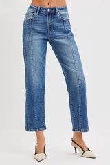 High Rise Crop Straight Jeans Risen