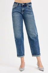 Low Rise Crop Boyfriend Jeans With Plus Size Risen
