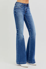 Low Rise Flare Jeans with Pockets Risen