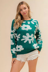 Flower Pattern Long Sleeves Sweater Top BiBi HUNTER S
