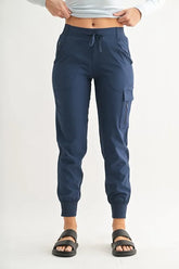 High-Waisted Capri Active Joggers With Pockets Mono B DEEP OCEAN S