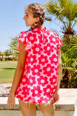 Floral Contrast Ruffled Top BiBi