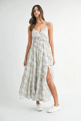 Floral Print Tiered Cami Maxi Dress Mable