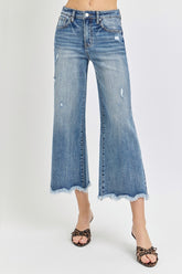 High Rise Cropped Flare Jeans Risen Dark 0(24)