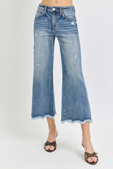 High Rise Cropped Flare Jeans Risen Dark 0(24)