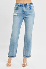 High Rise Ankle Boyfriend Distressed Jeans Plus Size Risen