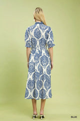 Paisley Smocked Waist Midi Dress Umgee
