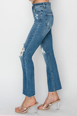 High Rise Distressed Ankle Jeans Risen