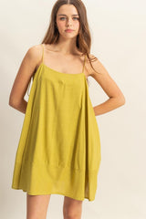A-Line Flowy Mini Cami Dress with Pockets HYFVE Chartreuse S