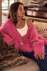 Soft Touch Hairy Loose Fit Cozy Sweater Cardigan So Me