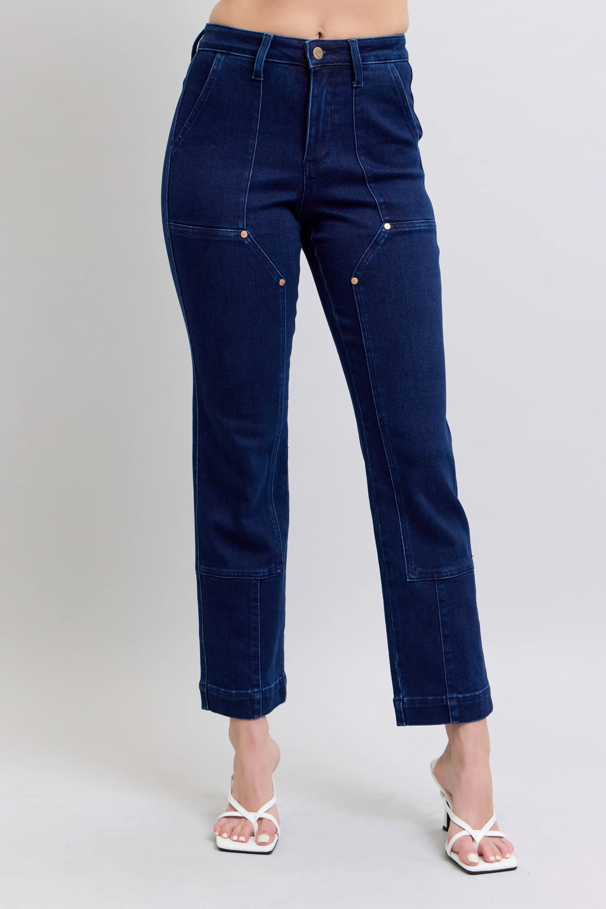 High Waist Work Wear Knee Patch Straight Jeans With Plus Size Judy Blue