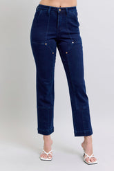 High Waist Work Wear Knee Patch Straight Jeans With Plus Size Judy Blue