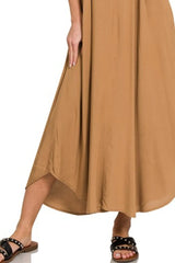 Woven Arc Hem Cami Dress With Flowy Pockets ZENANA