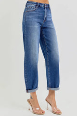 High Rise Crop Mild Barrel Jeans With Plus Size Risen