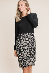 Leopard Color Block Knit Dress BomBom