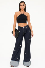 Gary Low Rise Diamond Stars GJG Denim Dark Wash Small