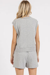 French Terry Crew Neck Top and Shorts Set Mittoshop