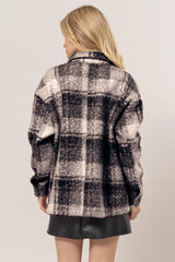 Plaid Button Up Boucle Jacket HYFVE