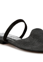 Twiggy Glitter Faux Leather Flat Mules Rag Company