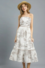 Printed Tiered Tube Midi Dress Umgee