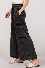Knit Terry Mineral Wash Wide Leg Pants Sage + Fig