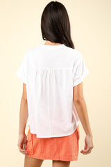 Notched Short Sleeve Washed T-Shirt Very J