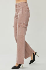 High Rise Wide Leg Cargo Jeans Risen