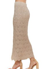 Scallop Trim Detail Knit Skirt Adora