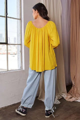 Crinckled Texture Fabric Round Neck Swing Top Davi & Dani