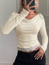 Lace Trim Long Sleeve T-Shirt Simmer & Fay Apricot S
