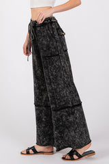 Mineral Washed Terry Wide Leg Pants Sage + Fig