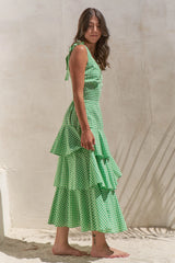 Sleeveless Gingham Print Tiered Midi Dress Jade By Jane