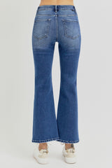 Distressed High Rise Crop Flare Jeans Risen