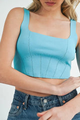 Corset Design Detail Crop Knit Top Mable