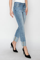 High Rise Cuffed Slim Straight Jeans Risen