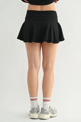 Ribbed Foldover Waist Skort Mono B