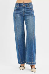 Mid Rise Fit Wide Baggy Jeans Risen
