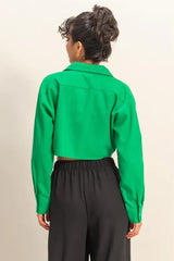 Washed Tie Front Crop Top HYFVE