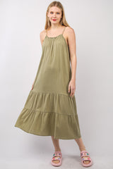 Ruffled A-Line Tiered Midi Cami Dress Very J Earth S