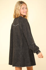 Mineral Washed Oversized A-Line Mini Dress Very J