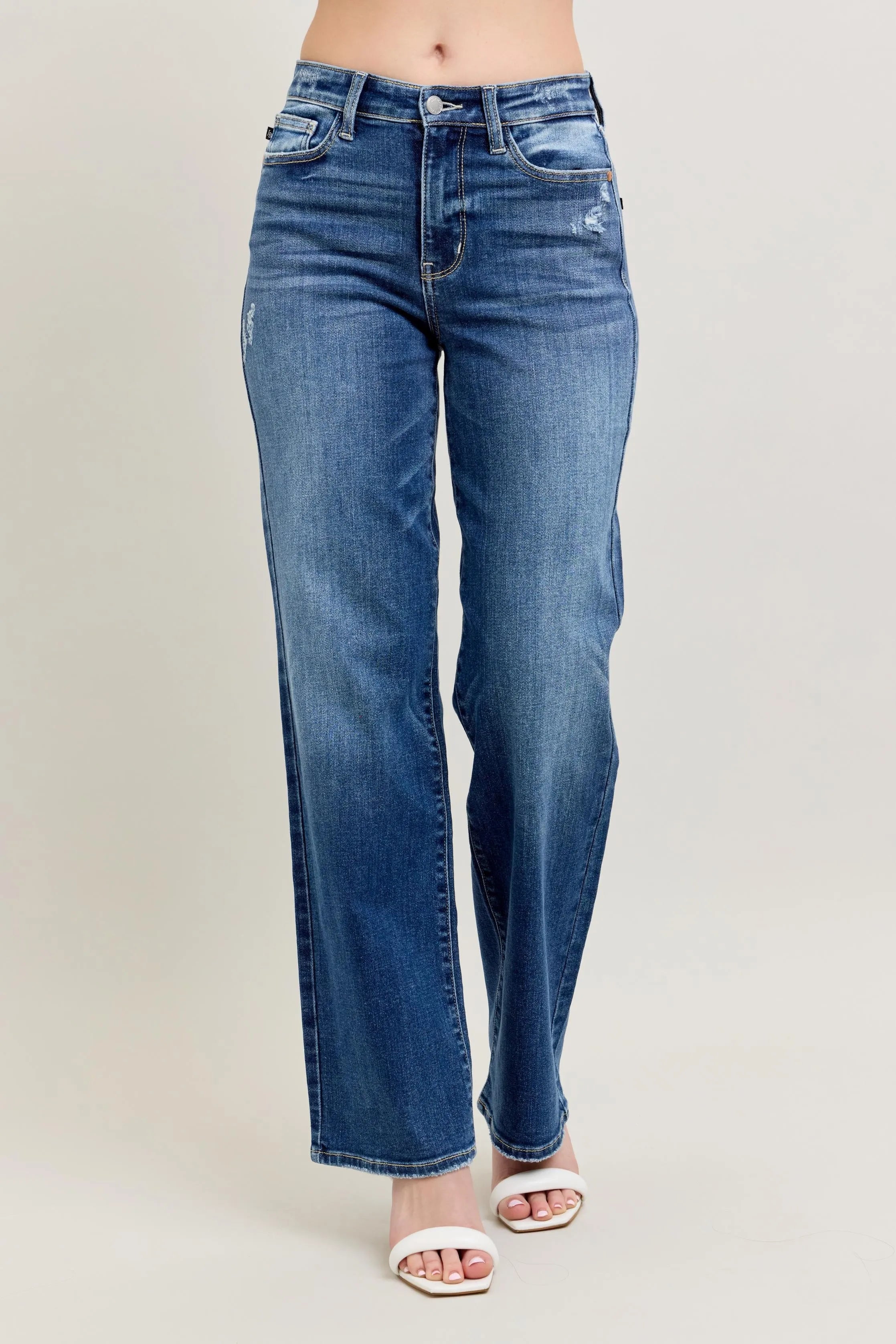 High Waist 90's Straight Leg Jeans With Plus Size Judy Blue DK 0(24)