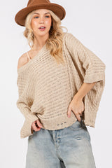 Distressed Asymmetrical Open Stitch Sweater Sage + Fig Mushroom S