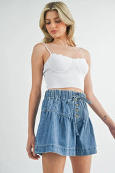 Scalloped Edge Ribbed Knit Cami Mable Off White M