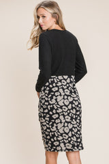 Leopard Color Block Knit Dress BomBom