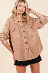 Mineral Wash French Terry Elbow Patch Shacket Mittoshop